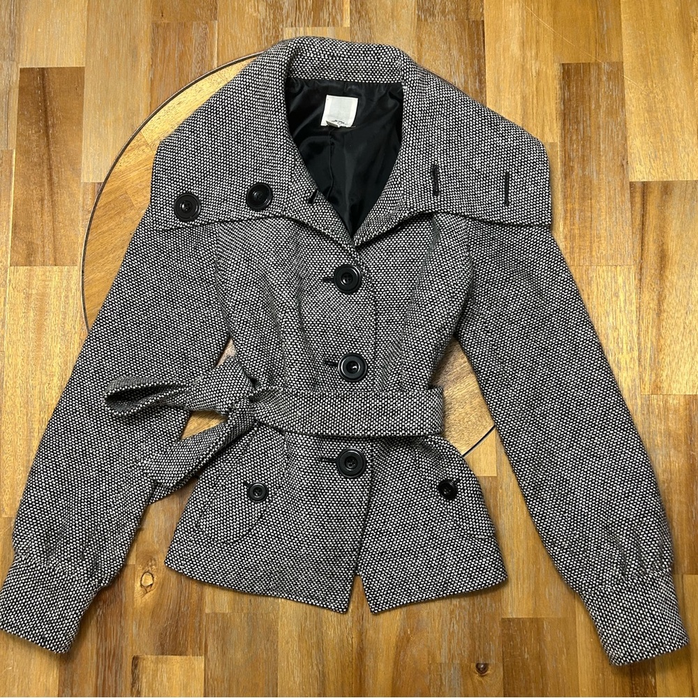 Halogen Black and White Trench Coat